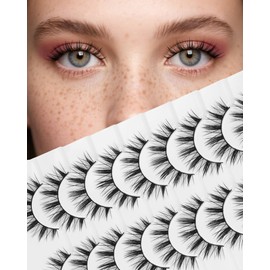 Obeyalash Wimpern Manga Lashes Künstliche Wimpern Natürlicher Look Faux Mink Fluffy 3D Anime Lashes Cat Eye 7-12MM DIY zu Hause 10 Paar (Manga 01)