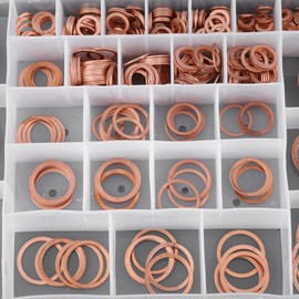 Copper Washers Set, 568pcs, 30 Sizes O-Ring Copper Gaskets Flat Ring Set Kit with Plastic Box for Machine Equipment