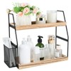 Nroech Bathroom Organizer Countertop, 2-Tier Standing Counter Shelf with Basket,
