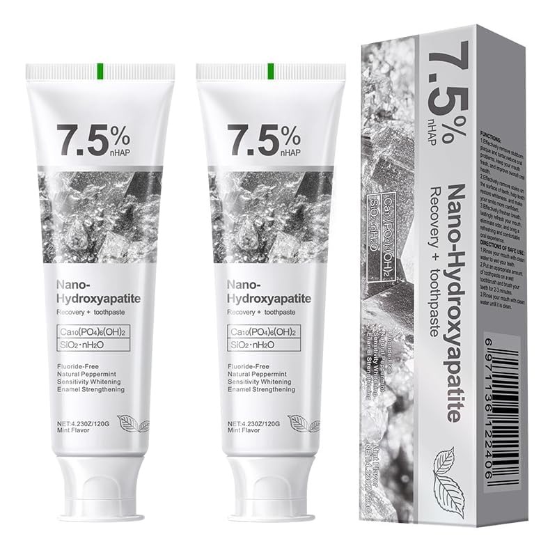 2pcs Hydroxyapatite Toothpaste, blanquea los dientes, limpia los dientes, elimina