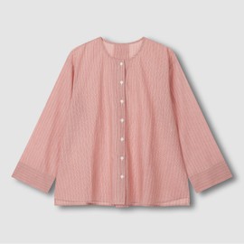 JAJU [JAJU] Women's Pure Cotton Long Sleeve Pajama Shirt_Dark Brick