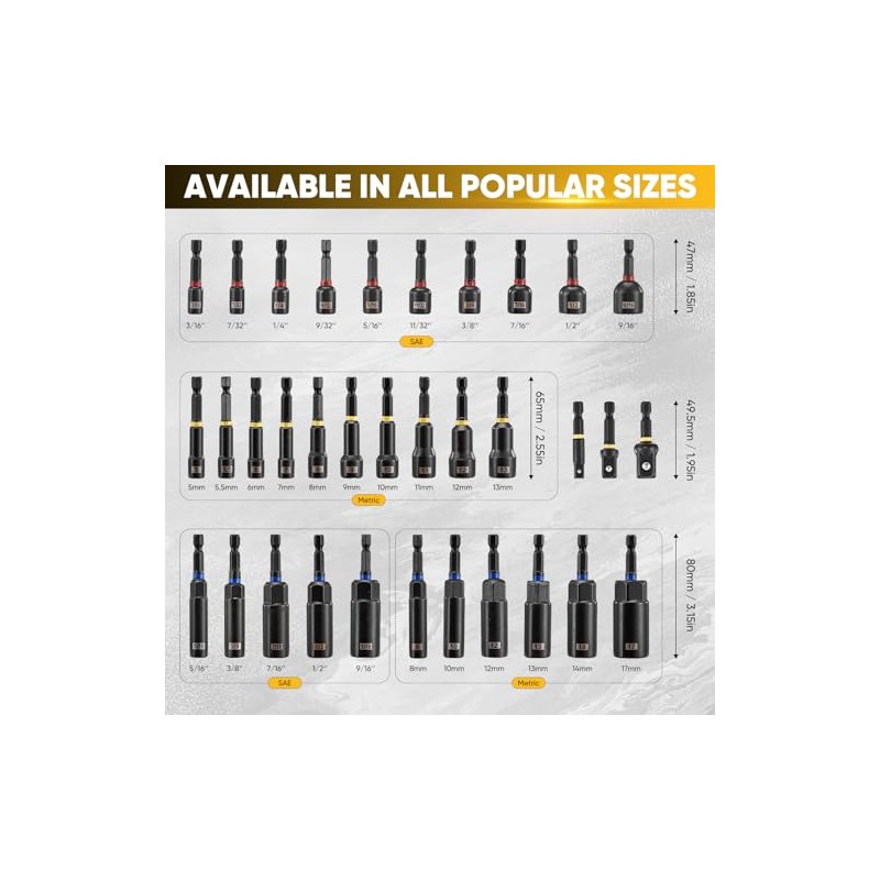Saker 80-Piece Magnetic Impact Nut Driver Set, SAE & Metric
