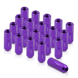 AJP Distributors 20 Piece Universal M12x1.5 60mm Open End Heavy Duty Steel Extended Lug Nuts, 20pc M12 x 1.5MM Lug Nut Set Wheels Rims JDM VIP Kit Purple