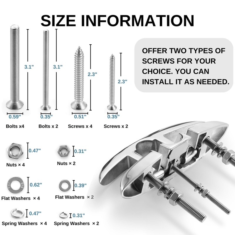 Acefvnofo 6" Boat Cleat, Folding Dock Cleats (2Pack) with Fasteners,