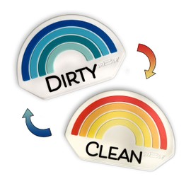 Rainbow Retro Clean Dirty Premium Dishwasher Magnet Sign, Silicone Double Sided Flip Indicator, Strong Non Surface Scratch Magnet - Kitchen Safe, Waterproof, and Decorative Design