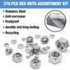 Unbranded 370PCS Stainless Hex Nuts Assortment Kit, M2-M12 Assorted Hex