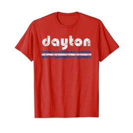 Dayton Ohio Retro Three Stripe Weathered Vintage T-Shirt