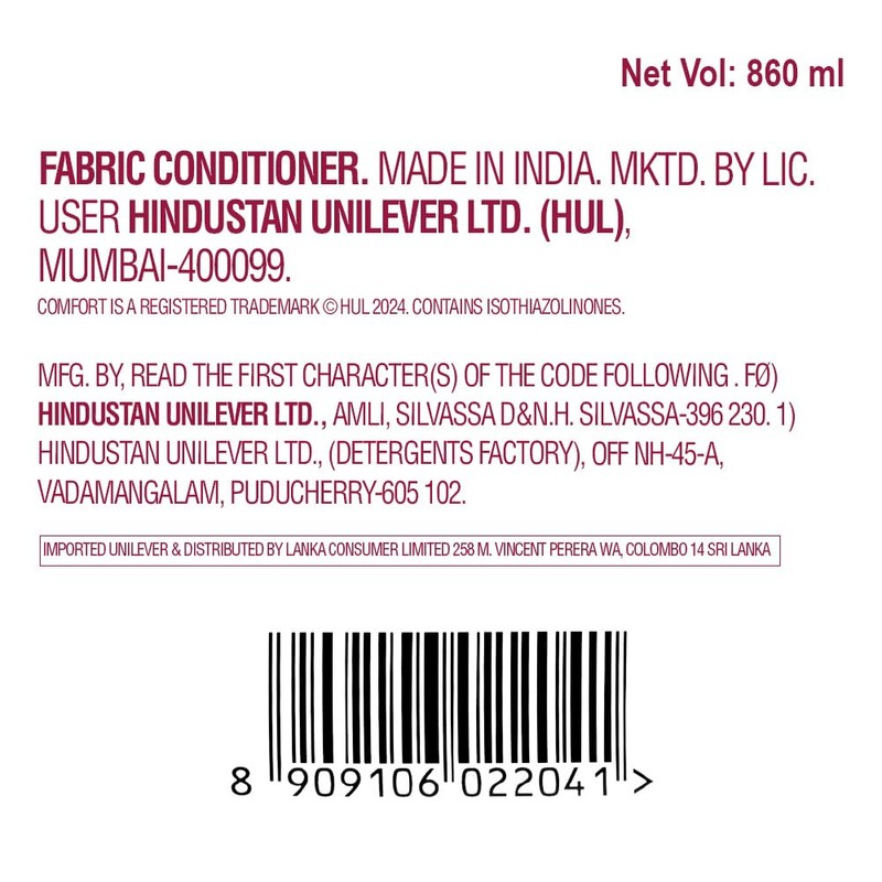 Comfort After Wash Lily Fresh Fabric Conditioner - 860 ml