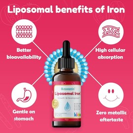 Nuvamin – Gotas de hierro liposomal líquido para bebés, niños pequeños, niños y adolescentes, 60 ml (2 onzas líquidas), 120 porciones diarias. Sabor d