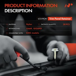 A-Premium 20PCS Nylon Trim Panel Retainer Clips Double Head Compatible with GMC Sierra, Terrain, Acadia, Yukon, Canyon, Savana, Envoy, B6000, B7, C1500, C2500, C3500, C7000 - For 7.94mm Hole