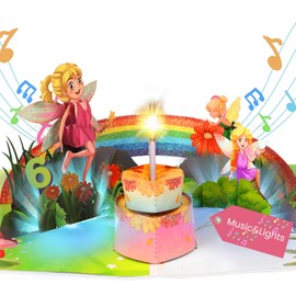 Ecloverlife 6th Birthday Cards for Girls, Pop Up Birthday Cards with Music & Lights for 6-Year-Old Girls, Daughters, Granddaughters