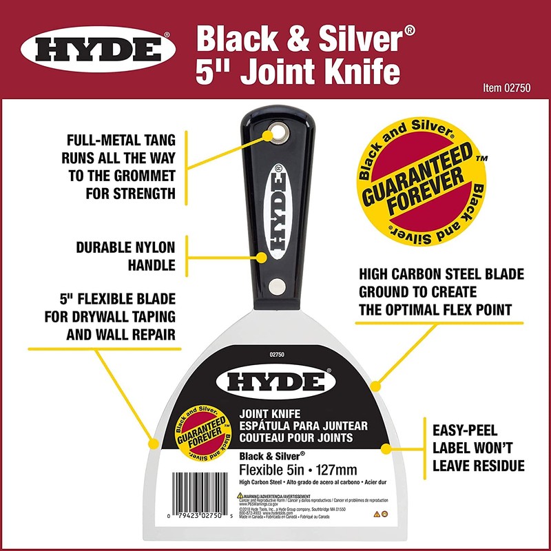 02750 Flex Joint Knife, 5", Black & Silver