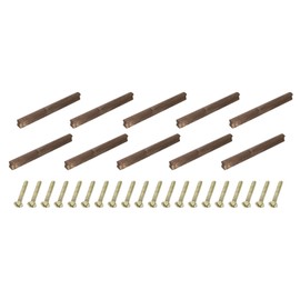 sourcing map 12Pcs Wood Drawer Pulls Handles with Screws Set 192mm/7.56" Hole Spacing Black Walnut Wood Cabinets Dresser Furniture