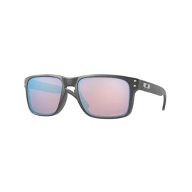 Oakley Holbrook OO9102 9102U5 55MM Steel/Prizm Snow Sapphire Square Sunglasses for Men + BUNDLE Accessory Leash + BUNDLE with Designer iWear Eyewear Kit