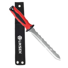 PAXLINSEN Stainless Steel Garden Knife with 11" Blade with New Handle, Double Side Utility Sod Cutter Lawn Repair Garden Knife with Nylon Sheath (RED)