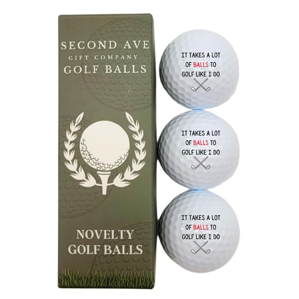Second Ave Lot de 3 balles de golf amusantes pour la fête des pères, Noël, un anniversaire, un golfeur