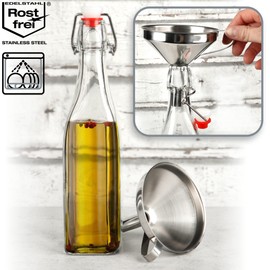 com-four® 2 x Funnel with Handle - Filling Funnel for Preserving - Jam Funnel with Filling Neck - Stainless Steel (002 Pieces - Stainless Steel)