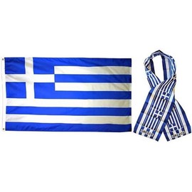 K's Novelties Wholesale Combo Set Greece Country 3x5 3’x5’ Flag and 8"x60" Scarf