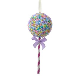 Kurt Adler Bubblegum Lollipop Ornament with Purple Stick, 6.5-Inch, Pastel Candy Sphere - D4420