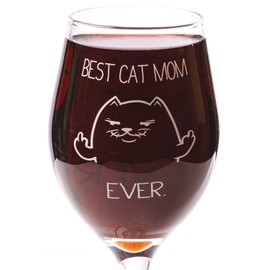 Funny Guy Mugs Best Cat Mom Ever Wine Glass, 11-Ounce - Unique Gift for Women, Mom, Daughter, Wife, Aunt, Sister, Girlfriend, Teacher or Coworker (Several Styles To Choose From)