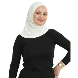 Prien Sport Instant Hijab For Women, Muslim Cotton Turban, Soft Head Scarf, Ready To Wear Hijabs Prayer Clothes, Islamic Wear (Cream)
