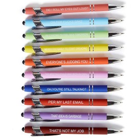 HLPHA Funny Pens,10PCS Demotivational Sarcastic Negative Quotes Ballpoint Pen Snarky Office Pen Set for Writing with Stylus Tip Funny Gag Gifts for Women Men Friend, Black Ink 1mm(10)
