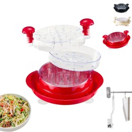 Babluble Chicken Shredder Large-11'' Chicken Breast Shredder Tool Twist with Brush&Squeegee,Visible Meat Shredder Machine,Anti-Slip Strip,BPA Free,Dishwasher Safe(Red)