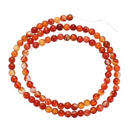 sourcing map Red Agate Beads 4mm Natural Gemstone Beads, Smooth Round Loose Beads for Bracelet Jewelry Making DIY (1 Strand - 90pcs)