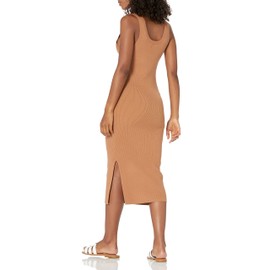 The Drop Women's Yasmin Side Slit Midi Sweater Tank Dress, Earth, L