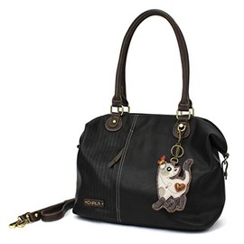 CHALA Laser Cut Crossbody Shoulder bag Tote Bag Faux Leather Black (slim Cat)