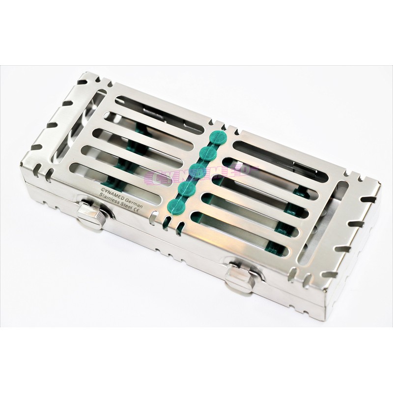 Detachable Sterilization Cassette with Buttons Green German Autoclavable 5 Slot