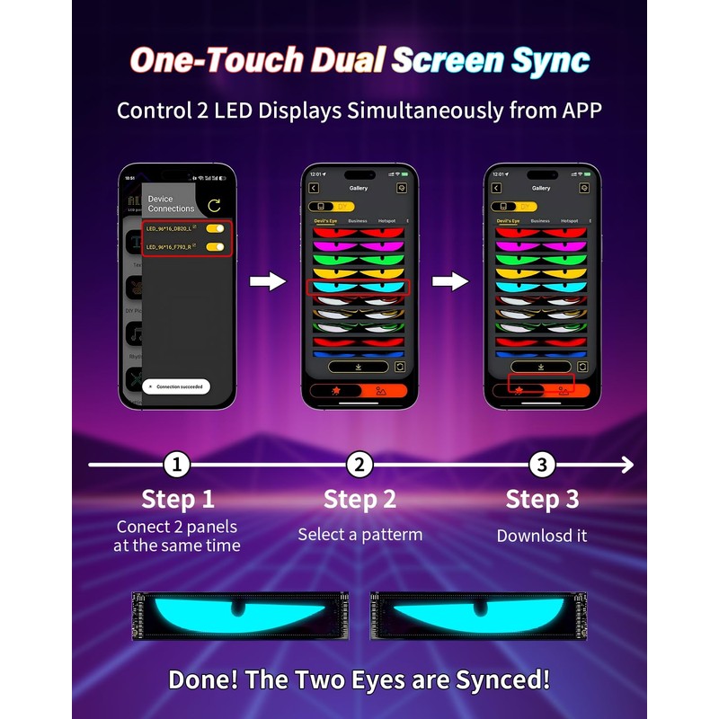 Devil Eyes Light 2-Pack, 14.7"x3.7" Ojos LED para carros, Programmable