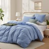 LOVQUE Light Blue Duvet Cover Full Size, 100% Washed Cotton