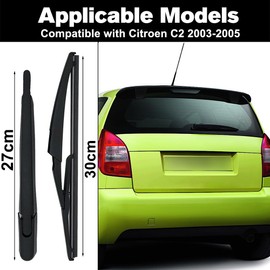 Ruolin Car Rear Windscreen Wiper, Black, Replacement Rear Wiper Arm + Windscreen Wiper Set Compatible with C2 2003-2008