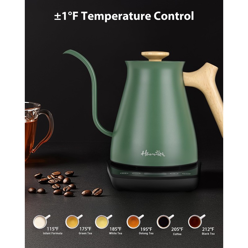 Harriet Gooseneck Electric Kettle - 1200W Fast Heat, 0.8L Stainless