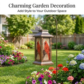 Topadorn Hanging Solar Lantern Waterproof Portable Lamp Outdoor Garden Decorative LED Light, Red Bird,10" H