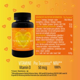 Hallingers Vitamin D3 Herz - Vitaminherzen Tropical Fruit 60 vegane Gummies 1000 IE Vitamin D3 hochdosiert, 25 mcg pro Herz (Dose) - Ostergeschenke Osterkörbchen Ostereier & als Osterdeko | Geburtstag