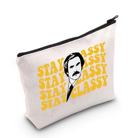 G2TUP Ron Burgundy Makeup Bag Ron Burgundy Fans Gifts Stay Classy San Diego Gifts News Anchor Comedy Zipper Pouch (Classy CA)