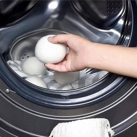 Estink Wool Dryer Balls, Pack of 6 Wool Laundry Balls Reusable Wool Balls Fabric Softener Wool Dryer for Speeding Up Dry Time and Reduces Clothing Wrinkles, White