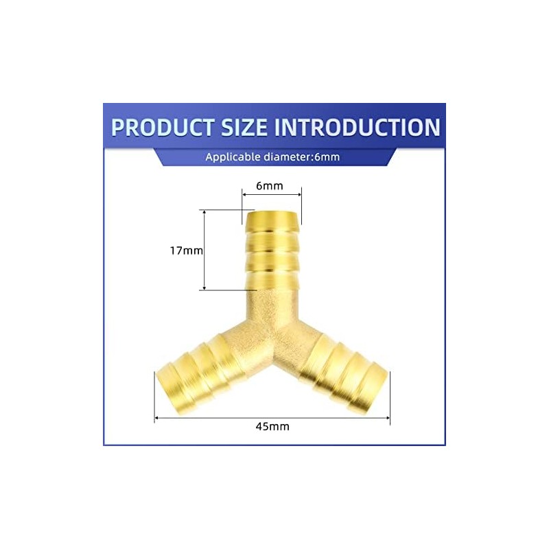 ERGAOBOY 5 Pcs 6mm Brass Hose Nozzle, 3 Way Y
