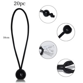 20 Pcs Black Tarpaulin Bungees Balls for Banner, Tarp, Pavilions, Tents, Bungee Hooks, Holder, Flag Poles