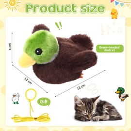 MiniInflat Flapping Cat Toys for Indoor Cats Mallard Duck Interactive Rechargeable Simulated Chirping Flapping Wings Flying Motion Activated Plush Kitten Automatic Exercise Catnip Hanging Toy for Dog
