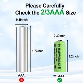 Zsolarigt 10 Pcs 2/3AAA NIMH Battery 1.2V 600mAh Rechargeable Battery Button Top (Shorter Than AAA Size)