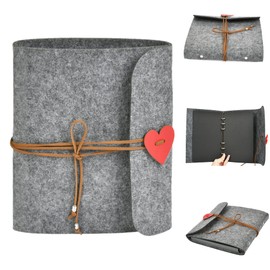 BUYGOO DIY Photo Album - 19.5 x 18.5 cm Small Felt Photo Album with 30 Sheets 15 x 18 cm Black Pages, Photo Book for Gluing DIY Photo Albums for Valentine's Day Wedding Birthday Baby Anniversary