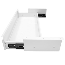 22" Under Desk Mounted Sliding Pull Out Drawer, Office Hidden Counter Drawer, Storage Organizer for Sit Stand Workstation, Metal Pull Out Undermount Drawer, White