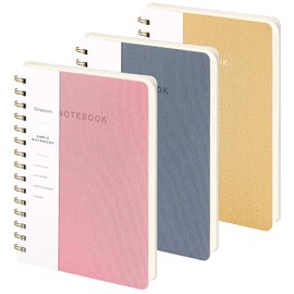 Spiral Notebook - Lined 160 Pages Journal with Back Pockets for College Journal, Twin-Wire Binding Notebook Perfect for Office & Home School Supplies, 3 Pack Set