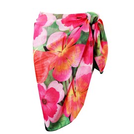 Ayliss Traje de baño de gasa para mujer, color sólido, estampado de playa, pareo, #13 Colores mezclados-flor rosa, Talla única
