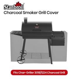 Stanbroil Grill Cover for Char-Griller 3018, 1224, E1224, 2121, 2123 Grills with Side Fire Box, Waterproof and UV Resistant, Black