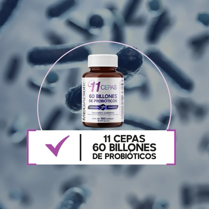 Probióticos 11 Cepas 60 Billones Con 100 Cápsulas Megabiotic