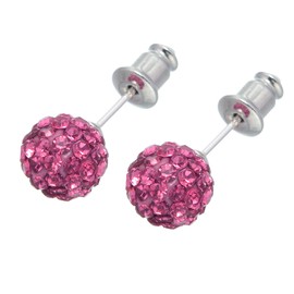 HUGE TOMATO 8MM Crystal Ball Stud Earrings Zircon Ball Stud Earrings with S925 Silver Pin